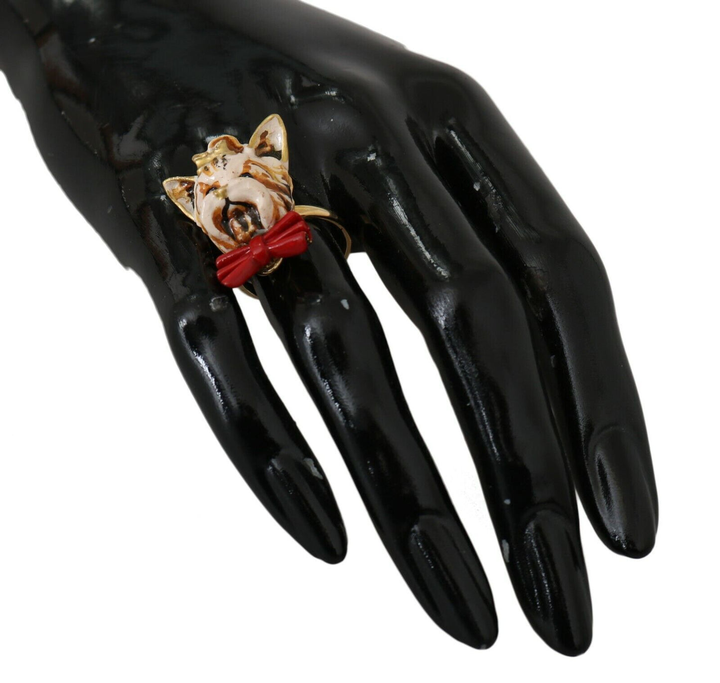 Accessorio beige con marchio per animali domestici Anello in resina di ottone dorato