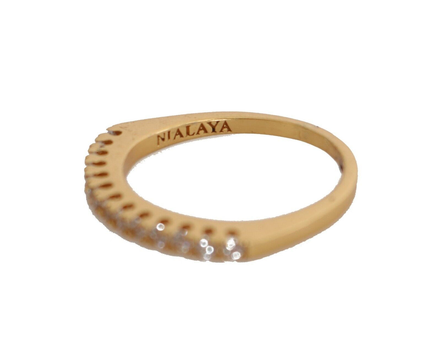Anello in argento 925 oro autentico da donna con CZ trasparente oro