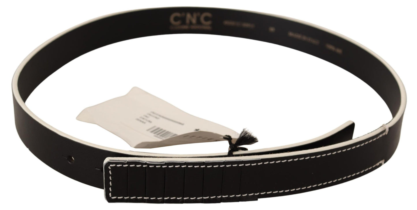 Cinturón de moda de cuero blanco negro