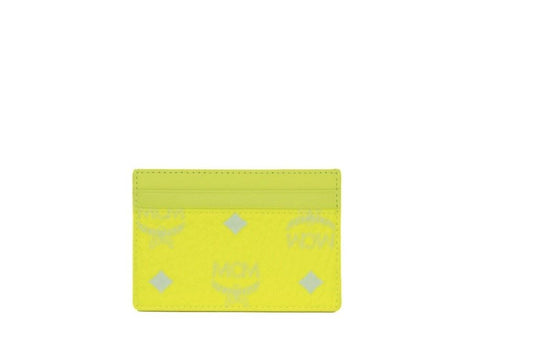 Cartera portatarjetas de cuero Visetos amarillo neón Mini Spectrum Diamond