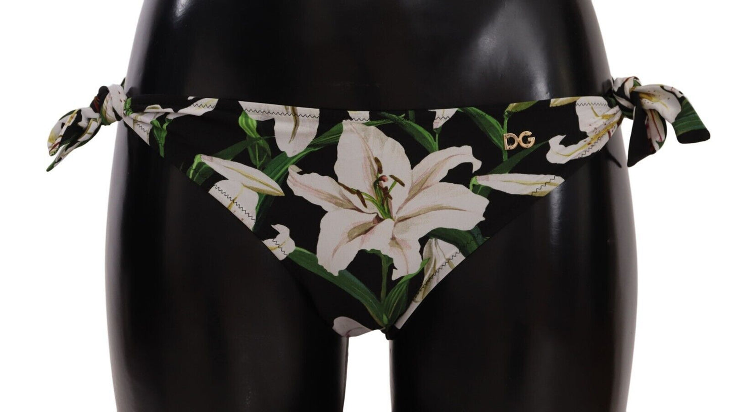 Braguita de bikini Traje de baño con estampado de lirios negros Trajes de baño