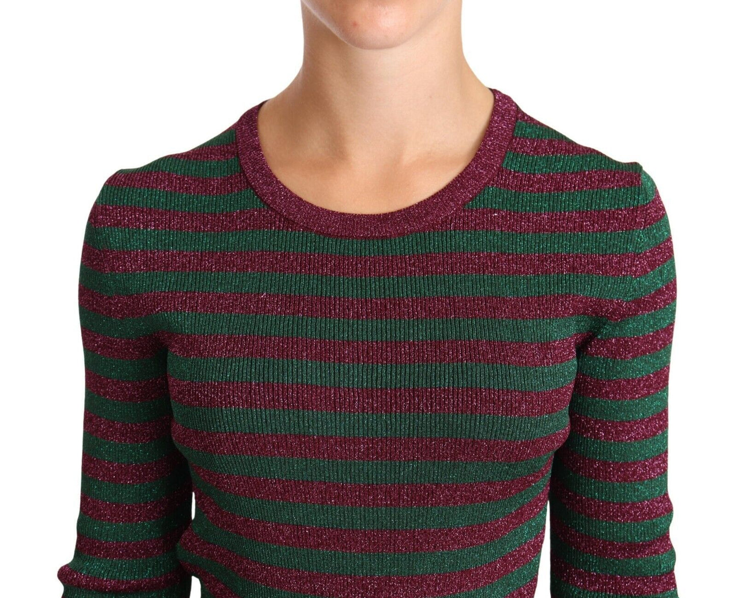 Maglione pullover girocollo a righe multicolori