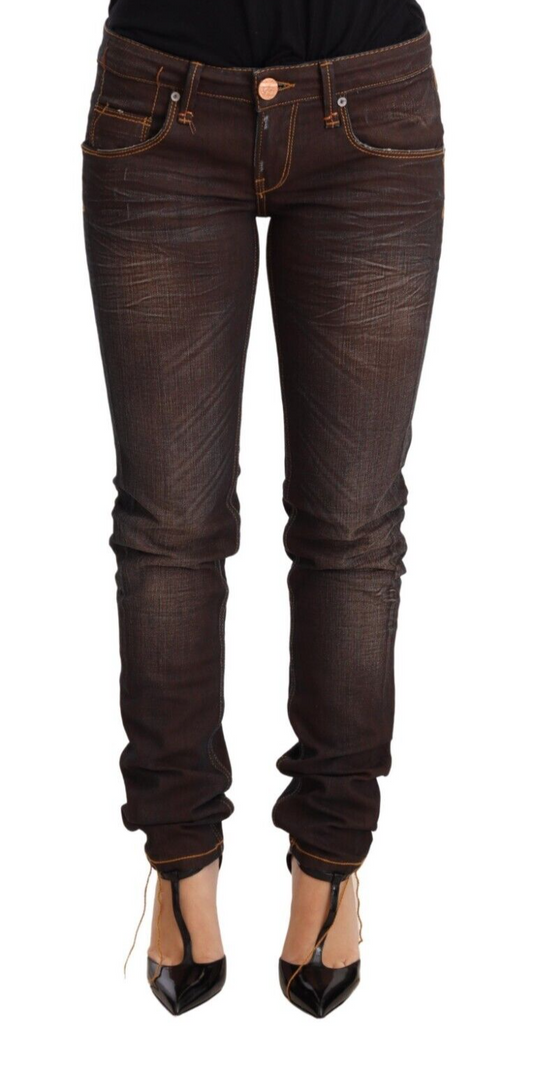 Jeans skinny marron taille basse Acht Chic