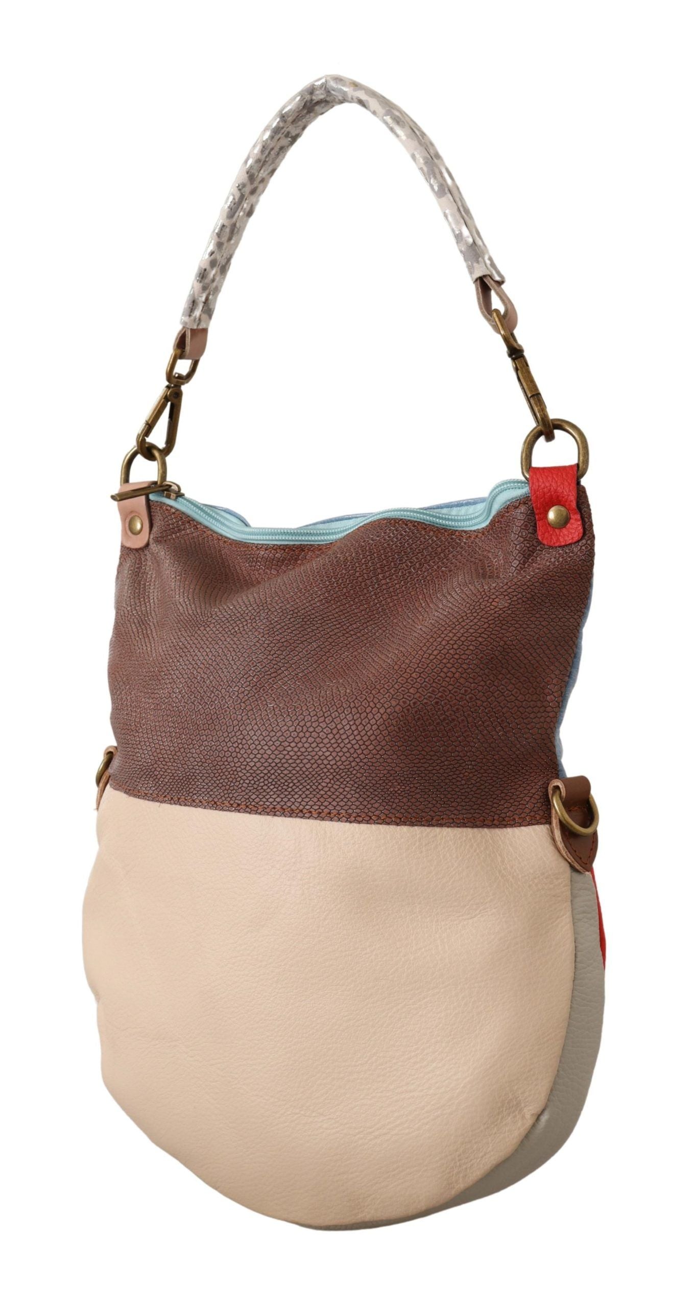 Bolso de hombro de cuero genuino multicolor para mujer