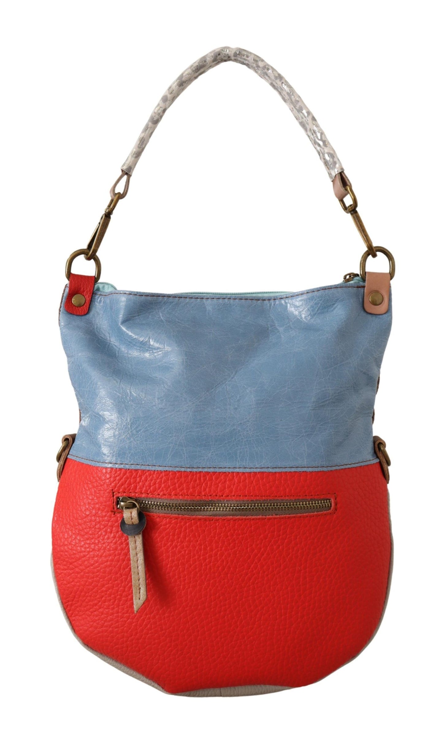 Bolso de hombro de cuero genuino multicolor para mujer