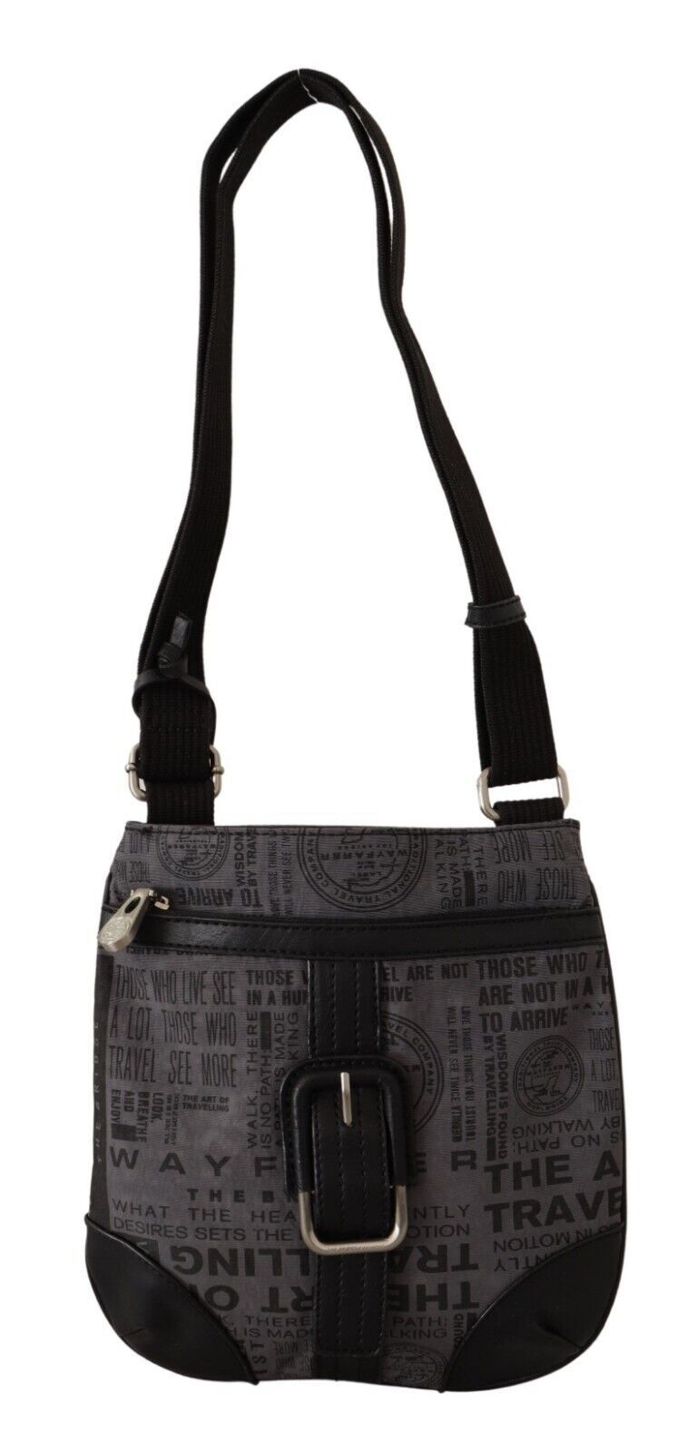 Bolso bandolera con logo estampado en gris