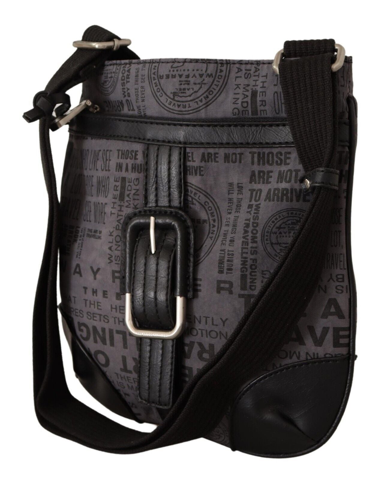 Bolso bandolera con logo estampado en gris