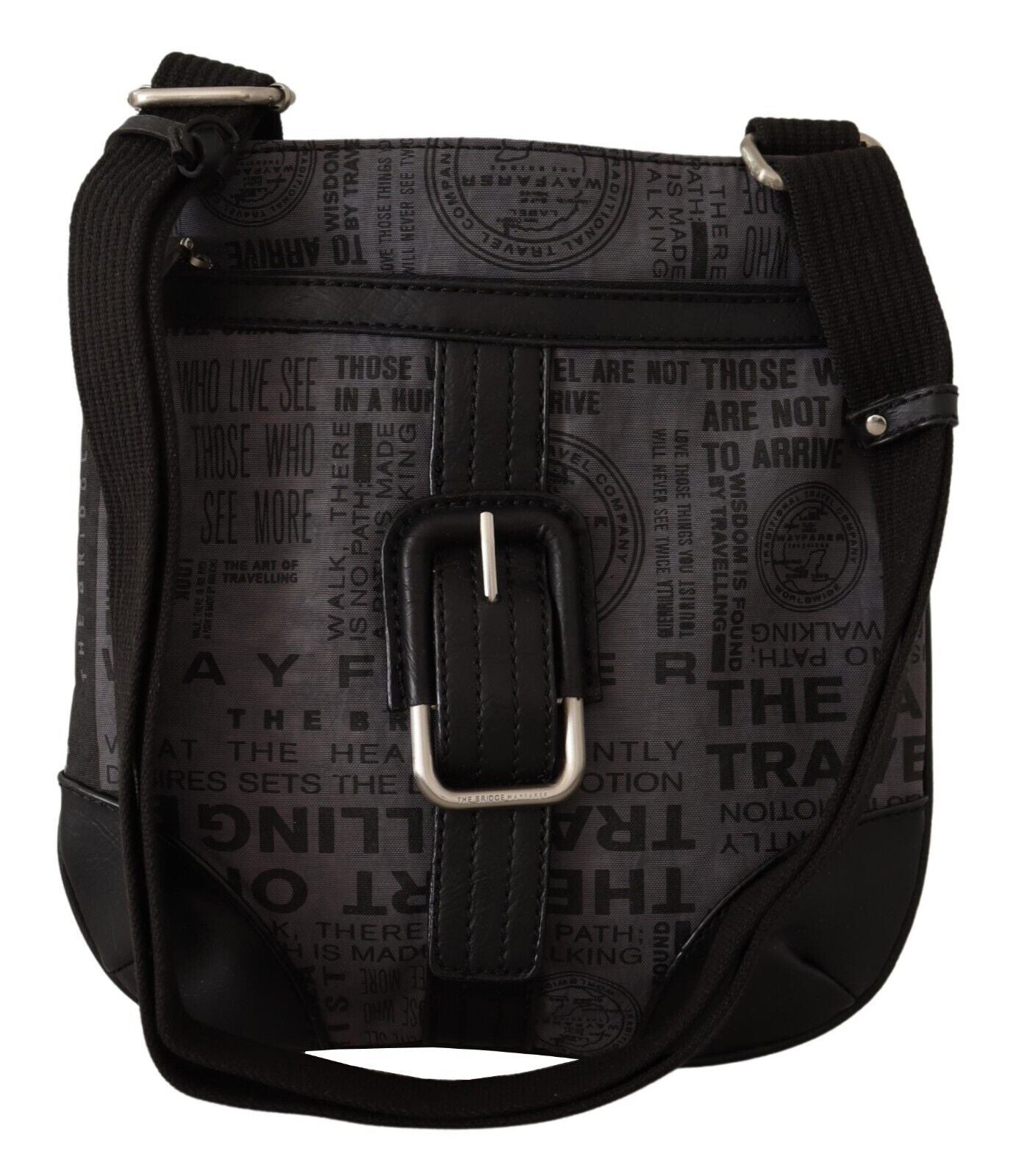 Bolso bandolera con logo estampado en gris