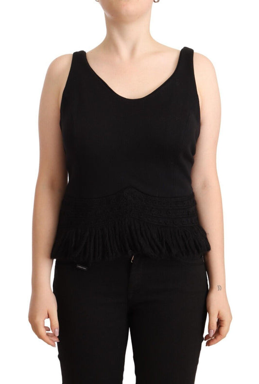 Top casual sin mangas de algodón negro