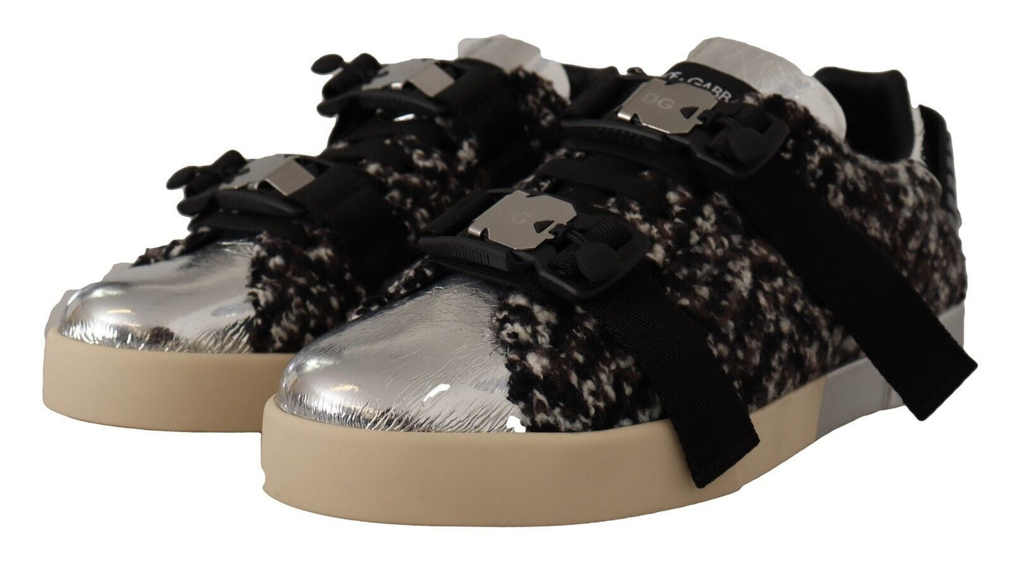 Dolce & Gabbana Silberne Eleganz-Leder-Sneakers