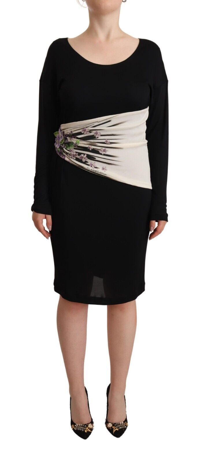 Vestido tubo hasta la rodilla negro plateado