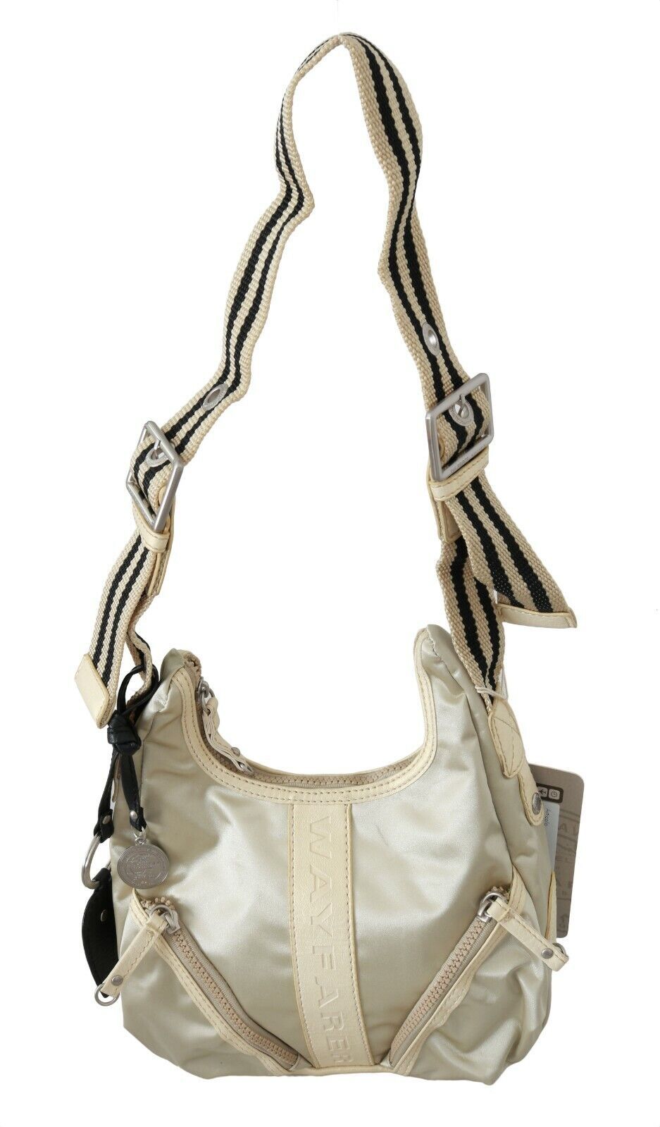 Bolso bandolera de tela con bandolera de hombro blanco
