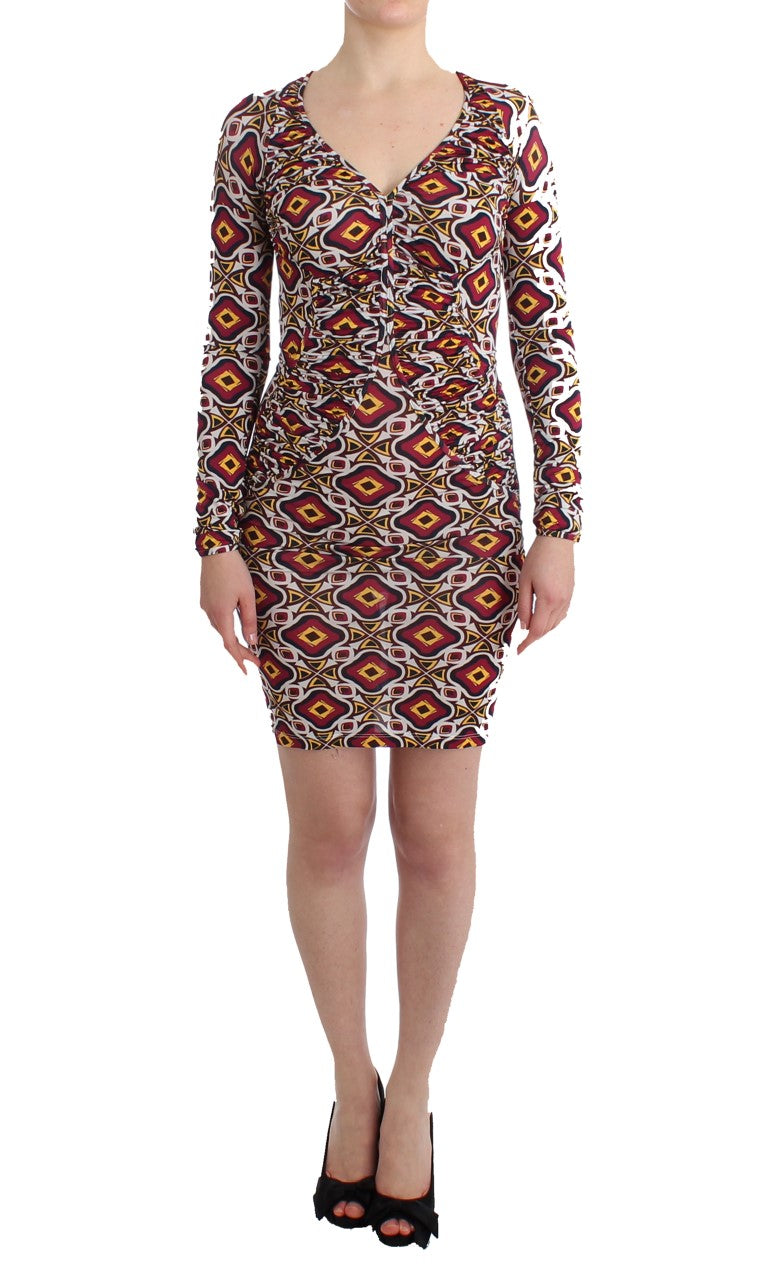GF Ferre Chic Multicolor Cocktail V-Ausschnitt Kleid
