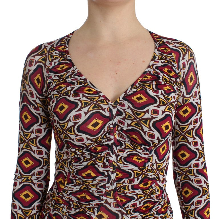 GF Ferre Chic Multicolor Cocktail V-Ausschnitt Kleid