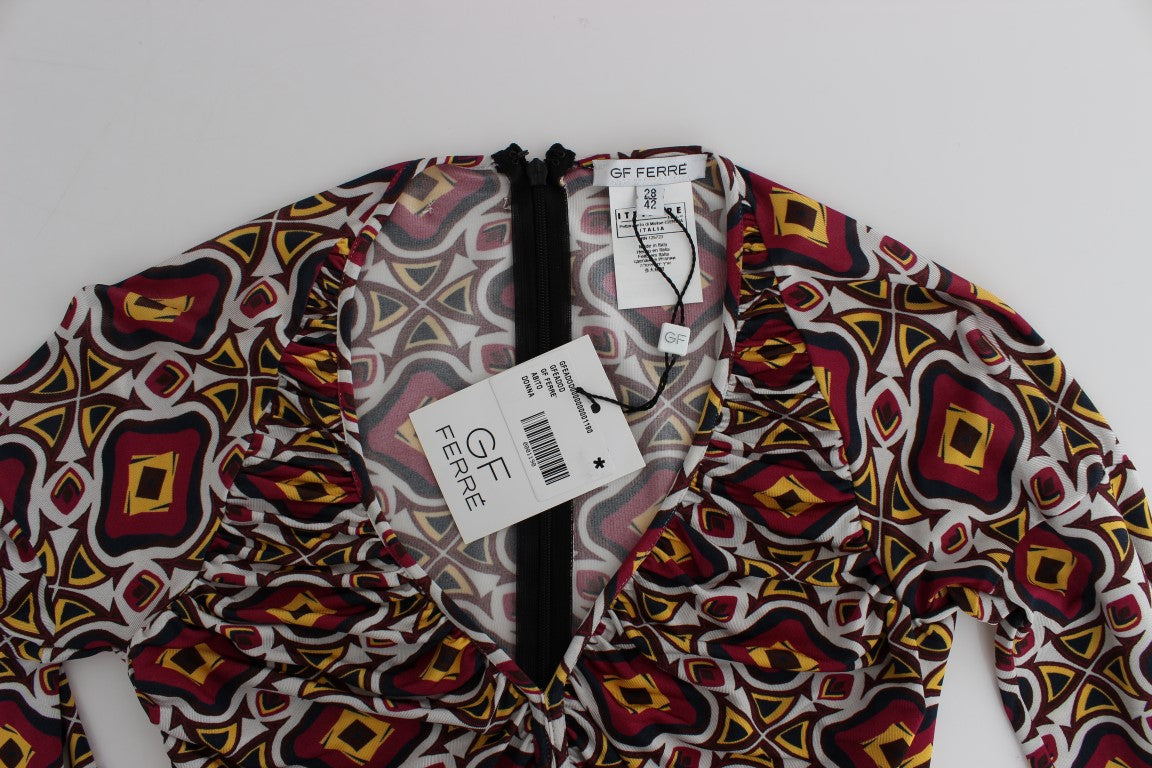 GF Ferre Chic Multicolor Cocktail V-Ausschnitt Kleid