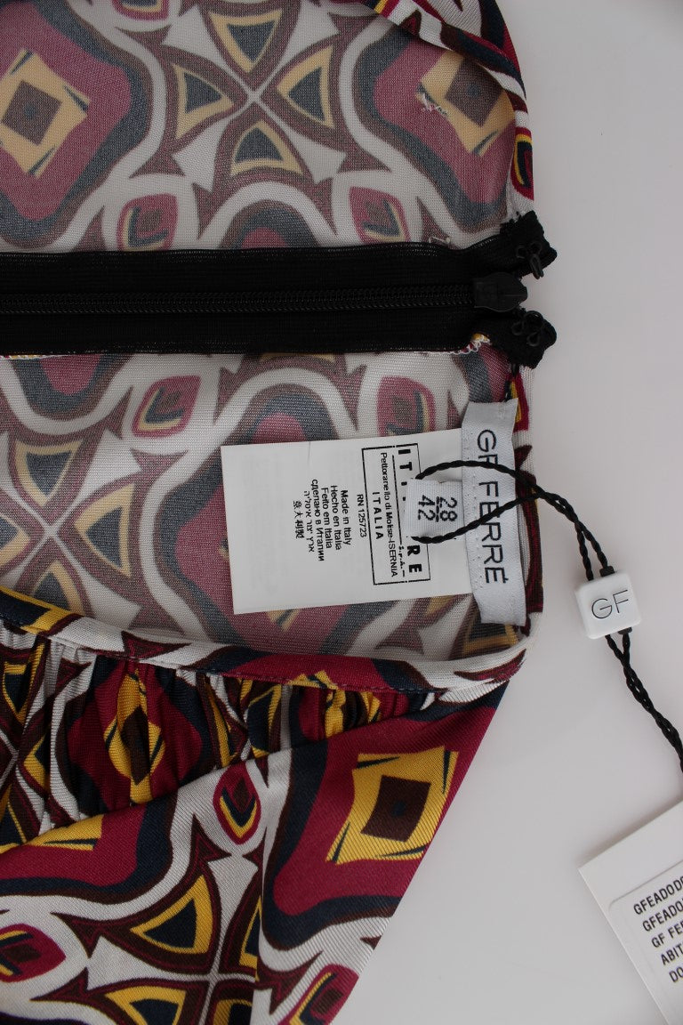 GF Ferre Chic Multicolor Cocktail V-Ausschnitt Kleid