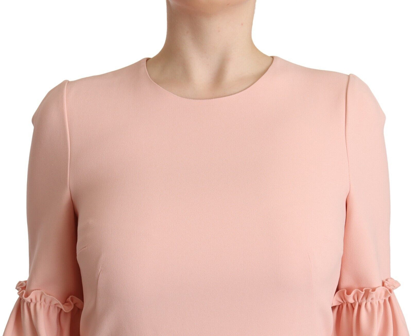 Dolce & Gabbana – Etuikleid mit Rüschenärmeln in Rosa
