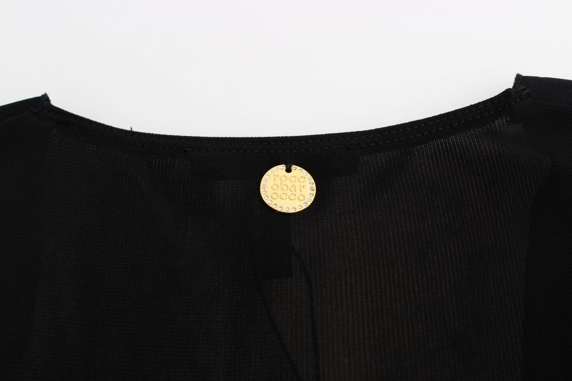 Mini abito corto tubino in jersey decorato nero