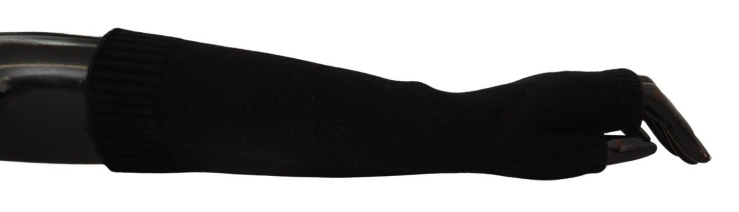 Guantes hasta el codo sin dedos de punto negros