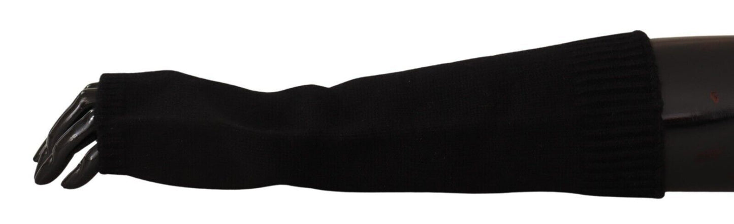 Guantes hasta el codo sin dedos de punto negros