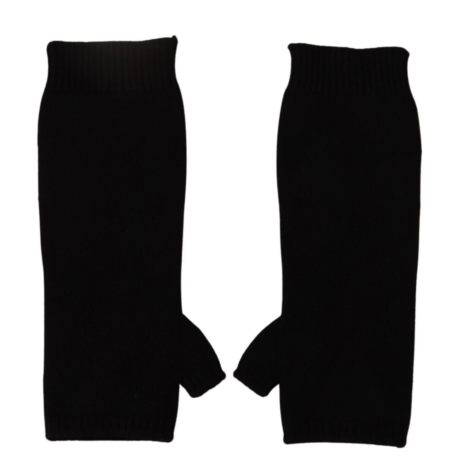 Guantes hasta el codo sin dedos de punto negros