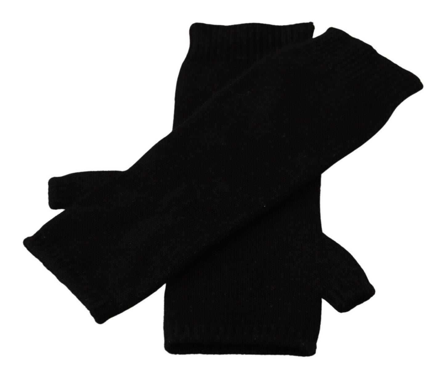 Guantes hasta el codo sin dedos de punto negros
