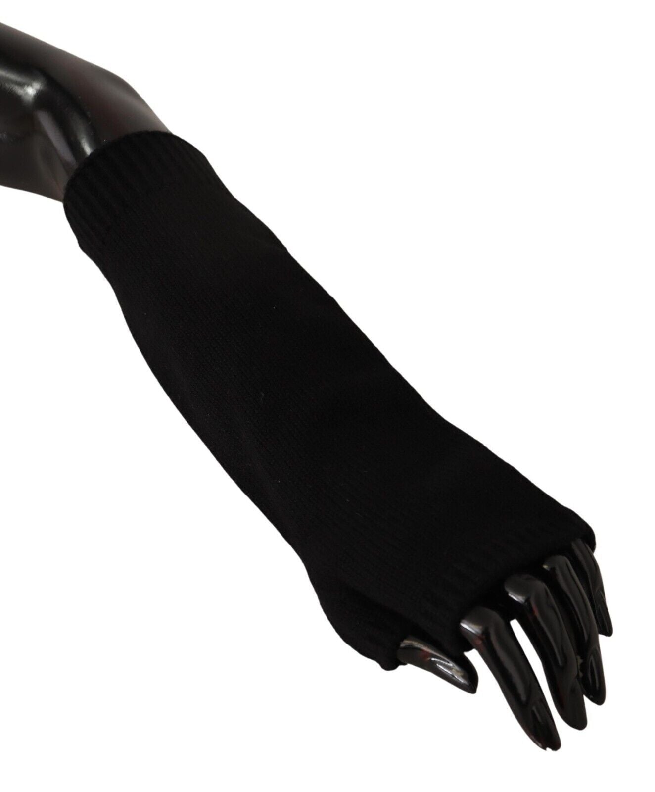 Guantes hasta el codo sin dedos de punto negros