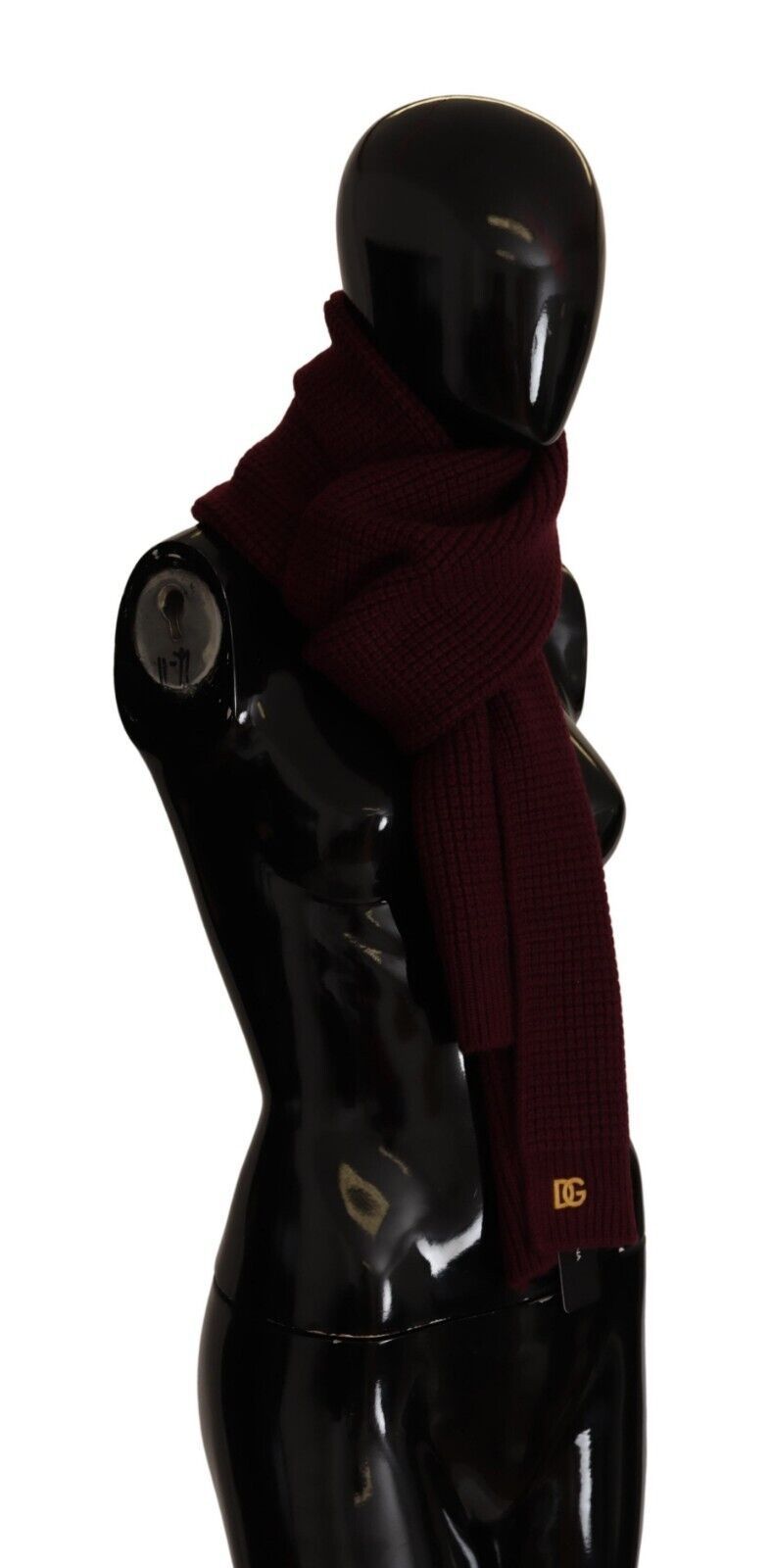 Sciarpa lavorata a maglia con scialle avvolgente con logo in cashmere rosso scuro