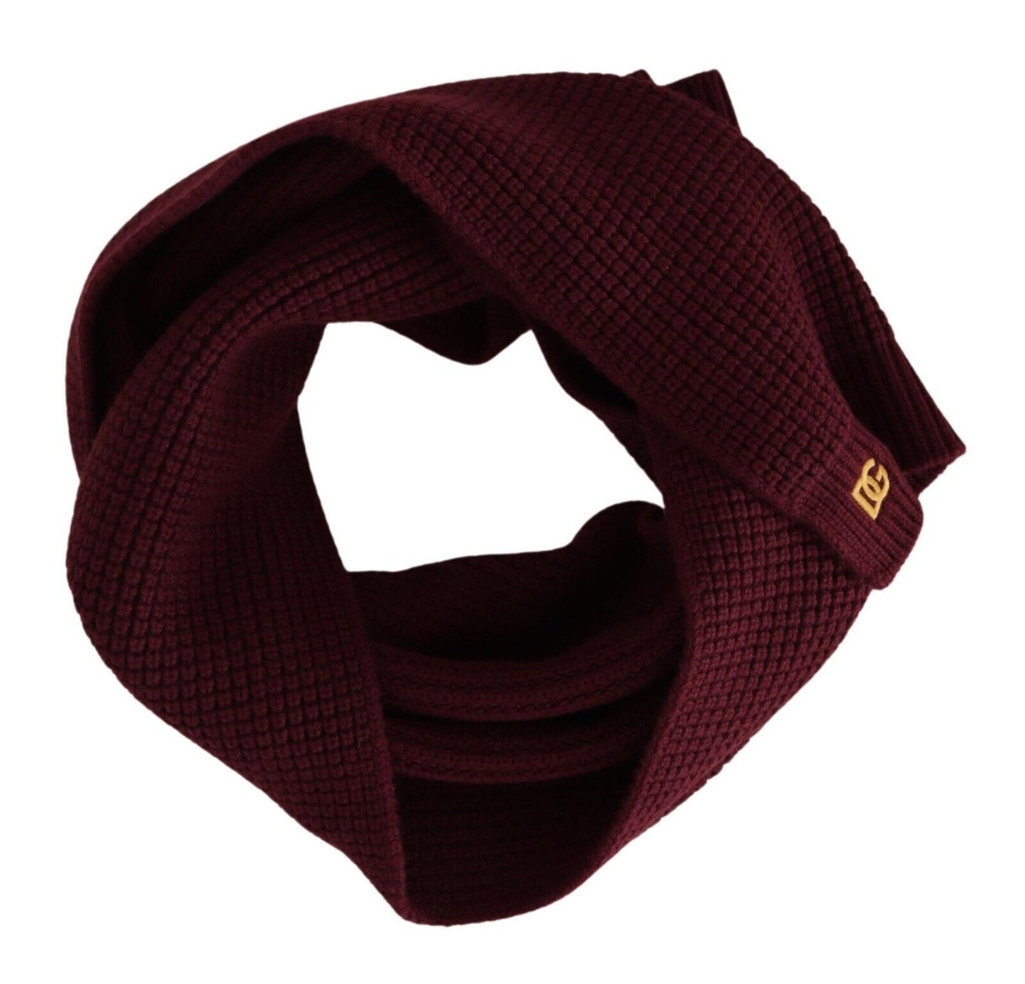 Sciarpa lavorata a maglia con scialle avvolgente con logo in cashmere rosso scuro