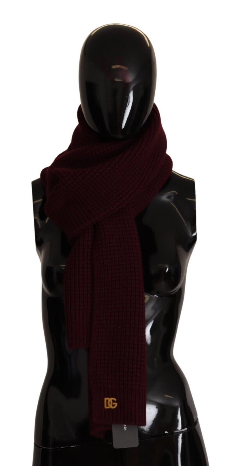 Sciarpa lavorata a maglia con scialle avvolgente con logo in cashmere rosso scuro
