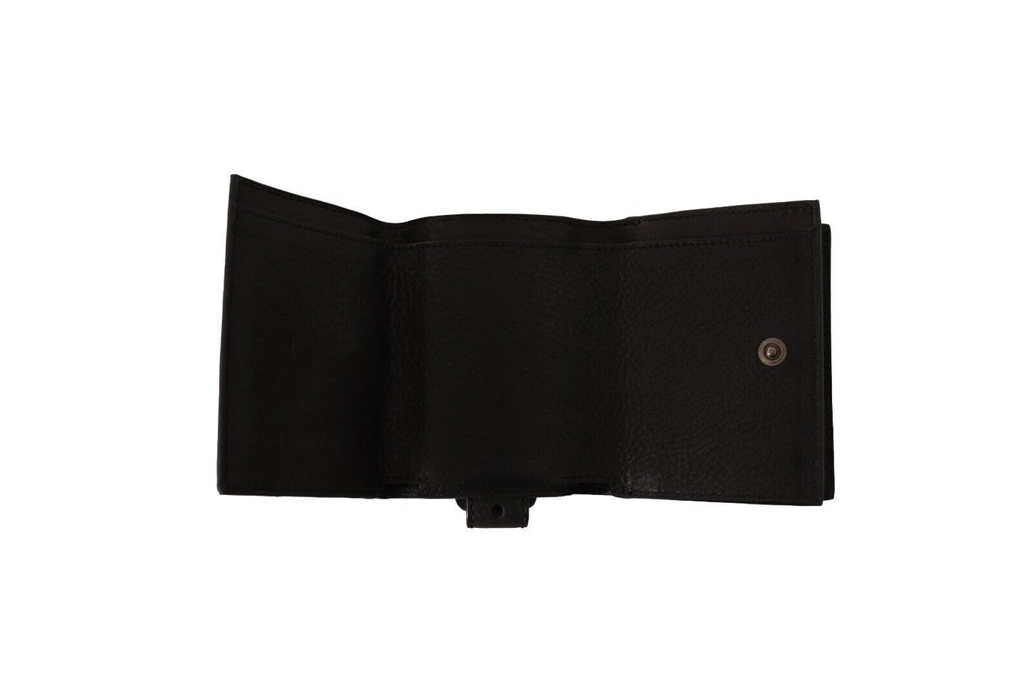 Cartera triple de cuero negro con correa para cinturón y kit múltiple