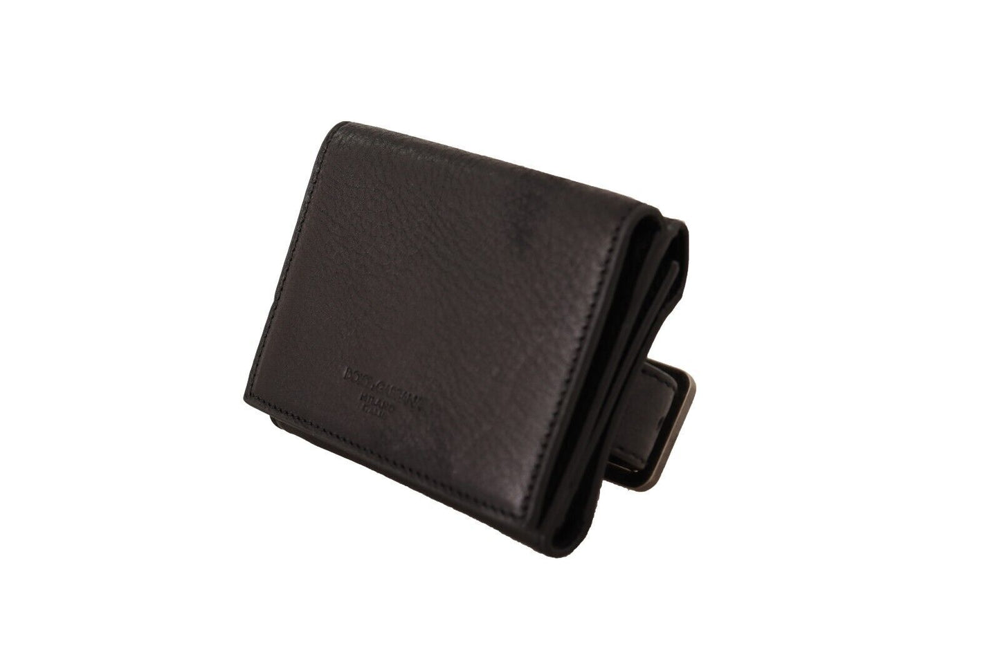 Cartera triple de cuero negro con correa para cinturón y kit múltiple