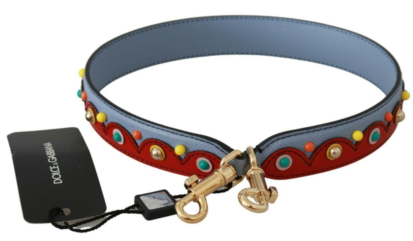 Blauer und roter Schultergurt aus Leder, blaues Handtaschenzubehör