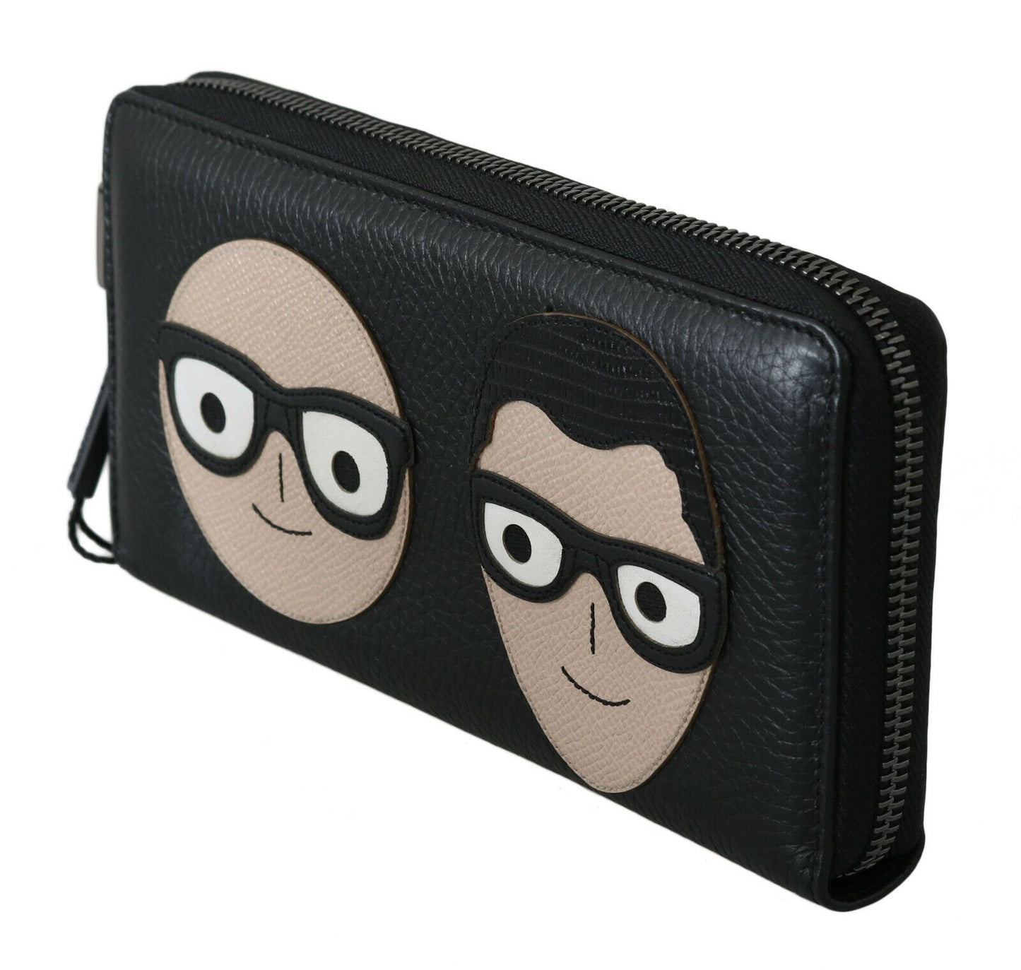 Cartera continental para hombre con cremallera #DGFAMILY de cuero negro