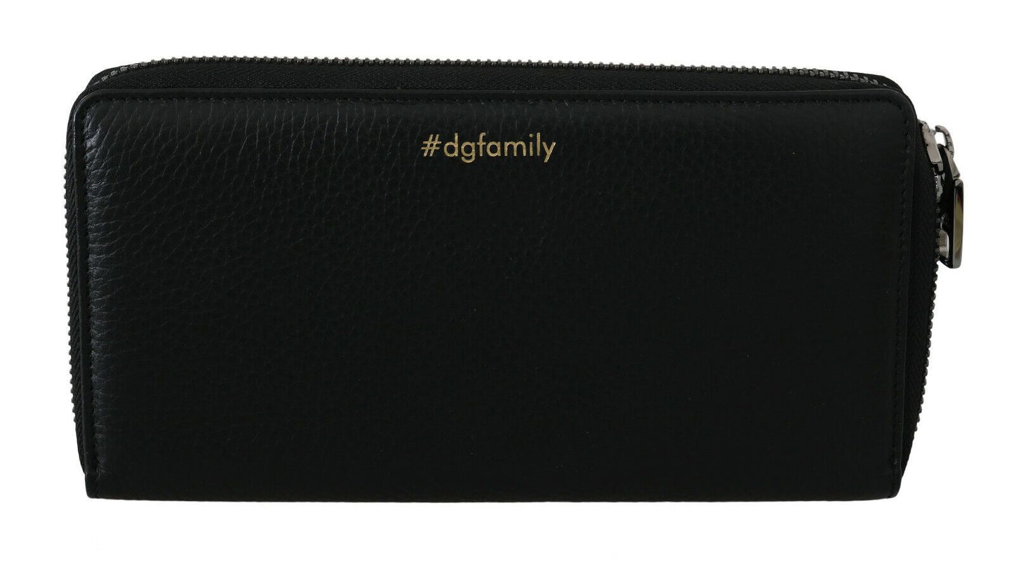 Cartera continental para hombre con cremallera #DGFAMILY de cuero negro