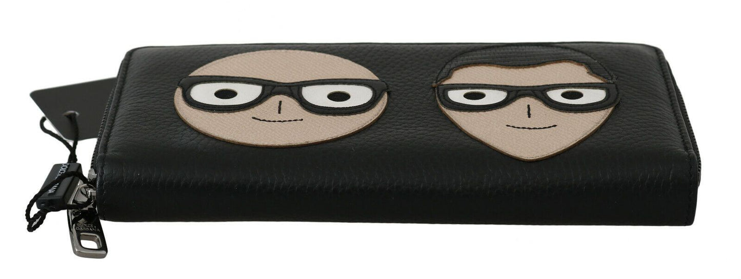 Cartera continental para hombre con cremallera #DGFAMILY de cuero negro
