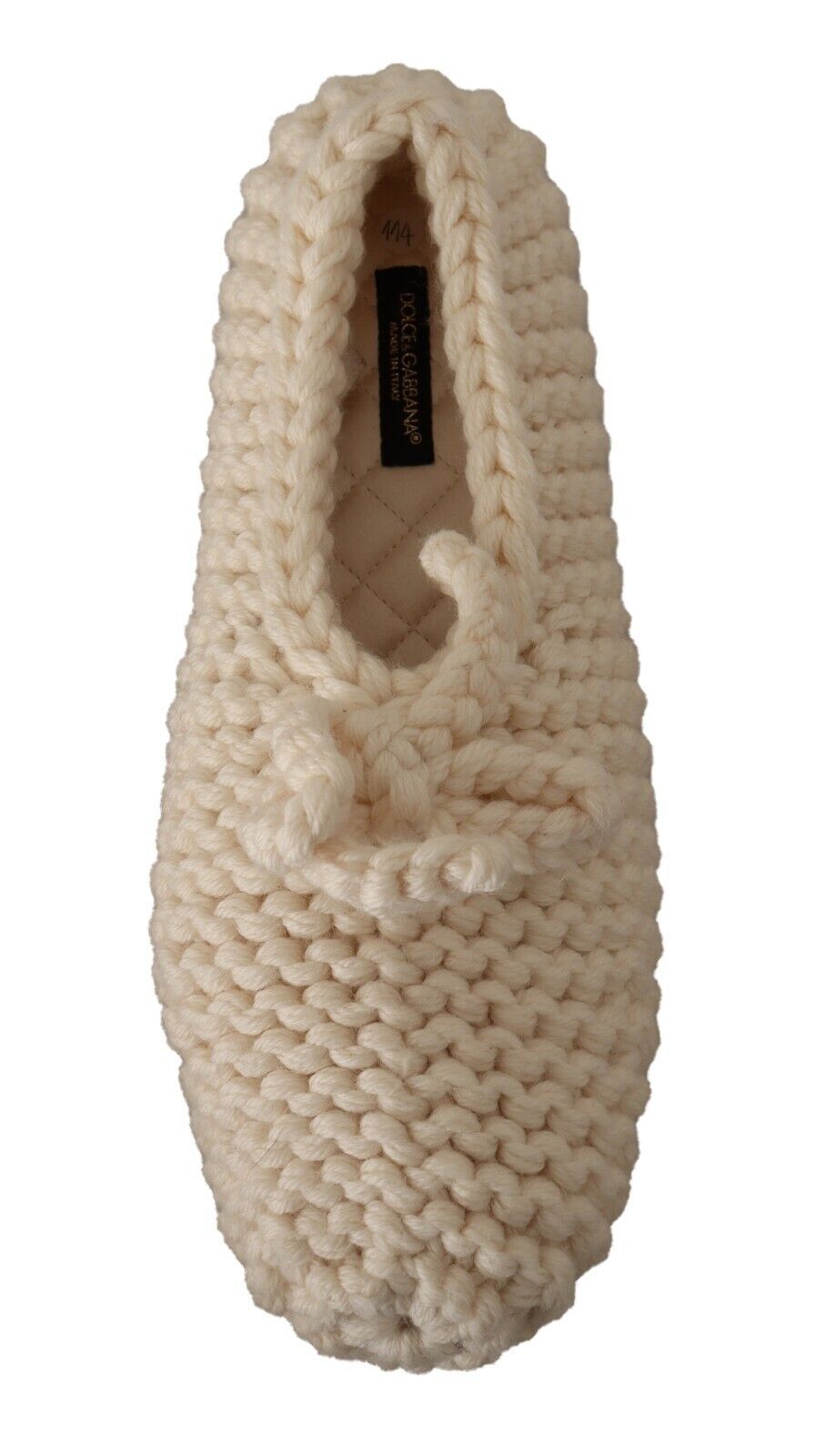 Weiße Ballerinas zum Hineinschlüpfen aus Wollstrick