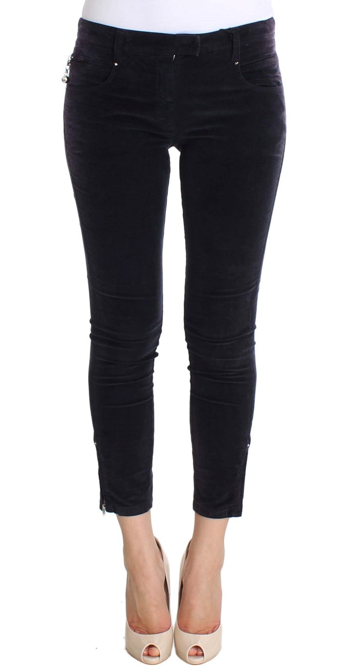 Jeans di velluto a coste ritagliati viola