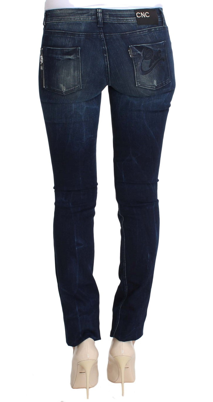 Jeans skinny slim fit in cotone lavato blu
