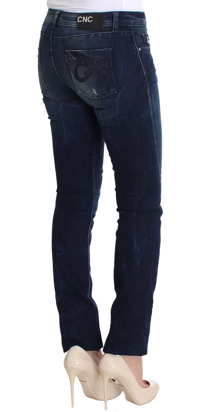 Jeans skinny slim fit in cotone lavato blu