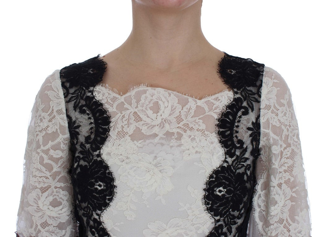 Vestido largo de encaje floral blanco