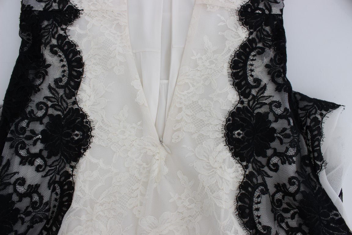 Vestido largo de encaje floral blanco