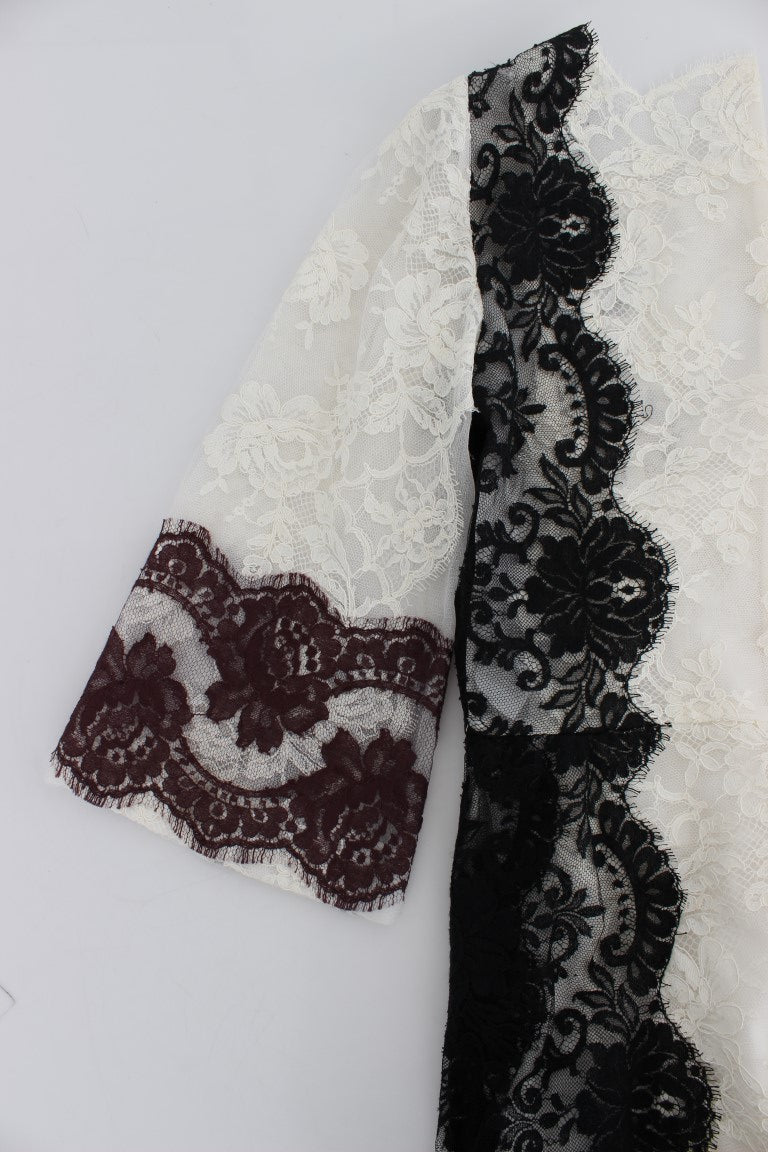 Vestido largo de encaje floral blanco