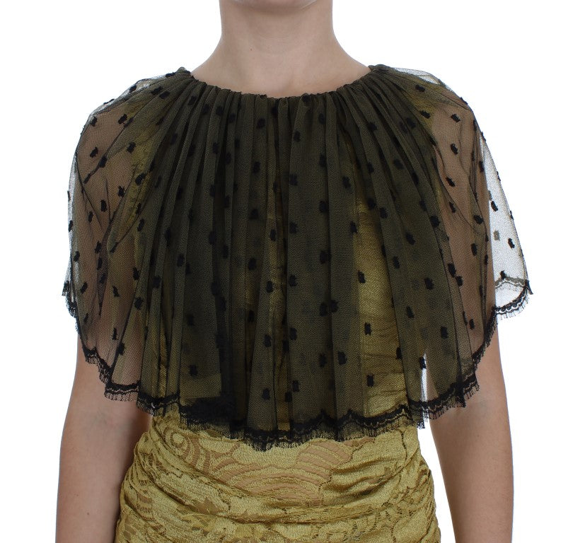 Vestido Ricamo de encaje floral negro amarillo