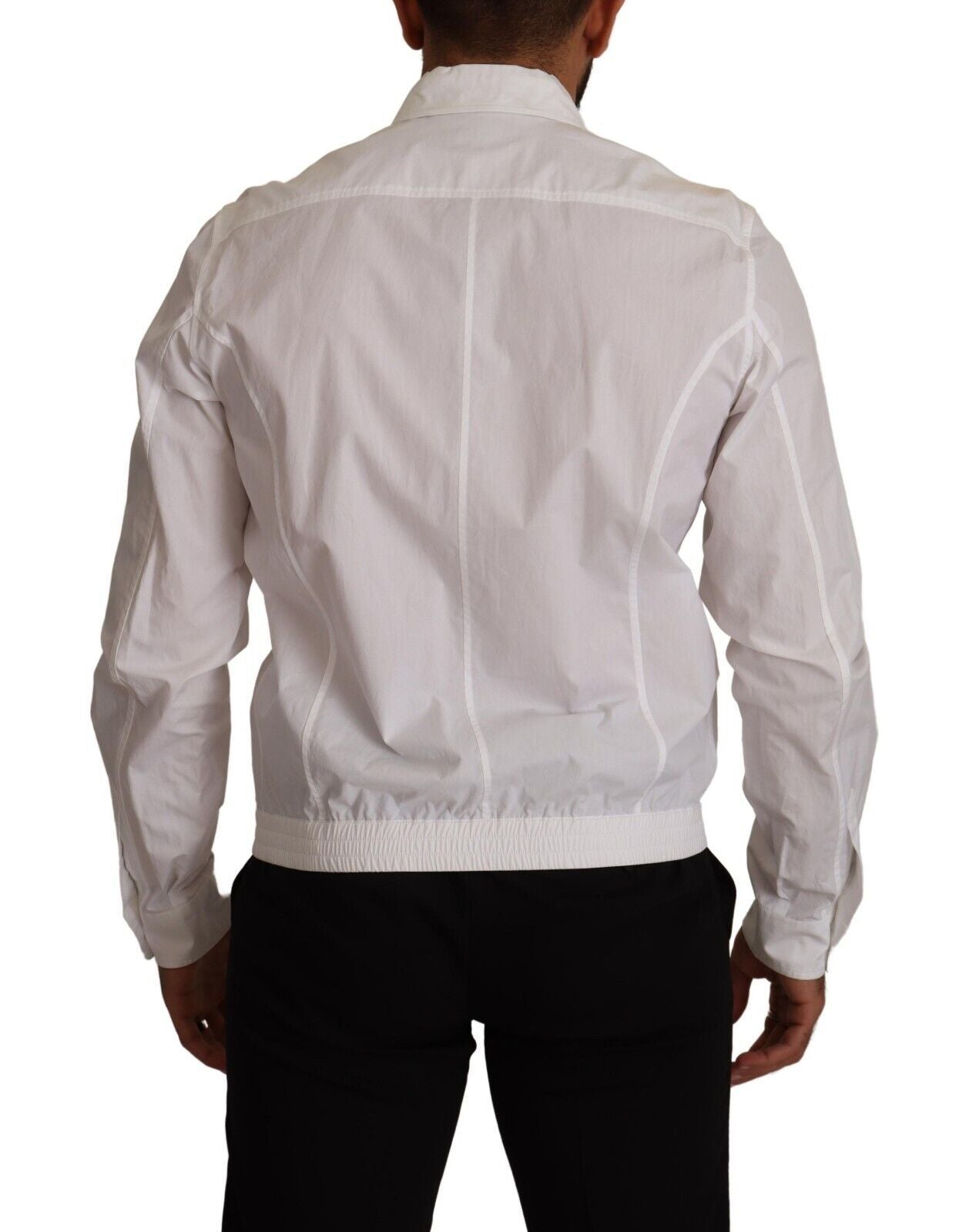 Camisa blanca con cuello y botones de algodón para hombre