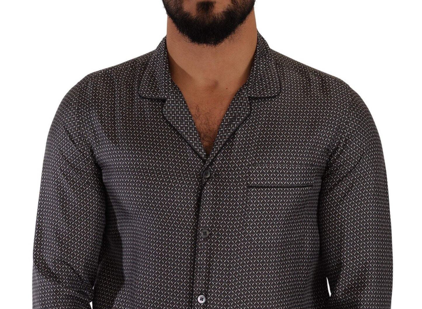 Camisa gris para hombre con estampado de fantasía y pijama