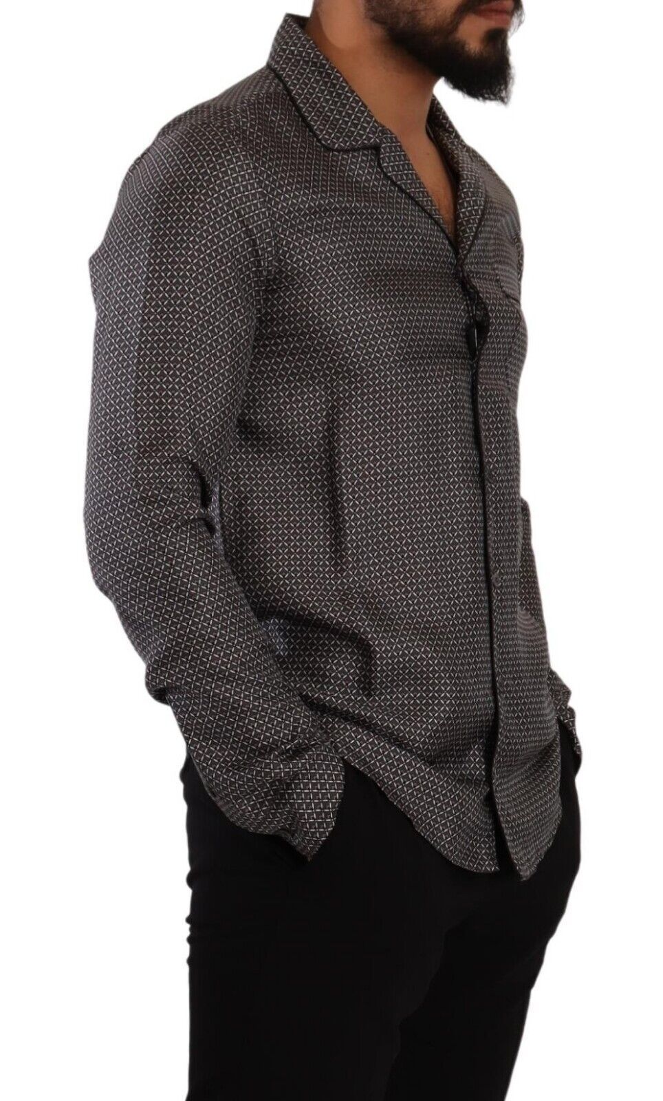 Camisa gris para hombre con estampado de fantasía y pijama