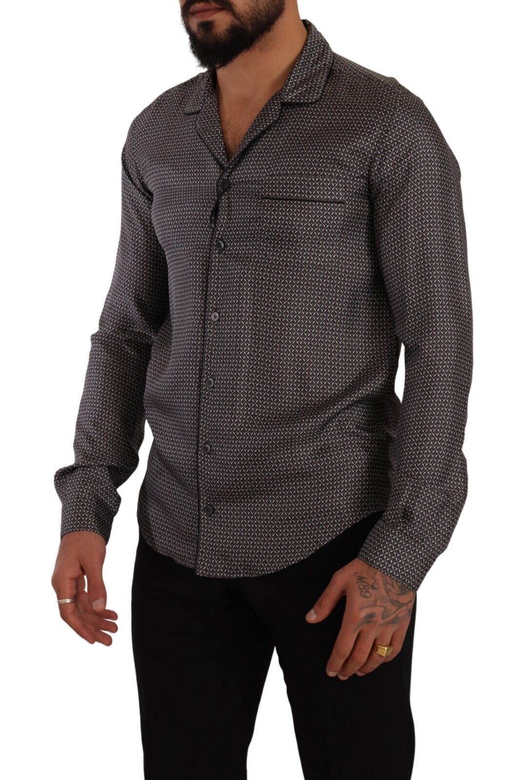 Camisa gris para hombre con estampado de fantasía y pijama