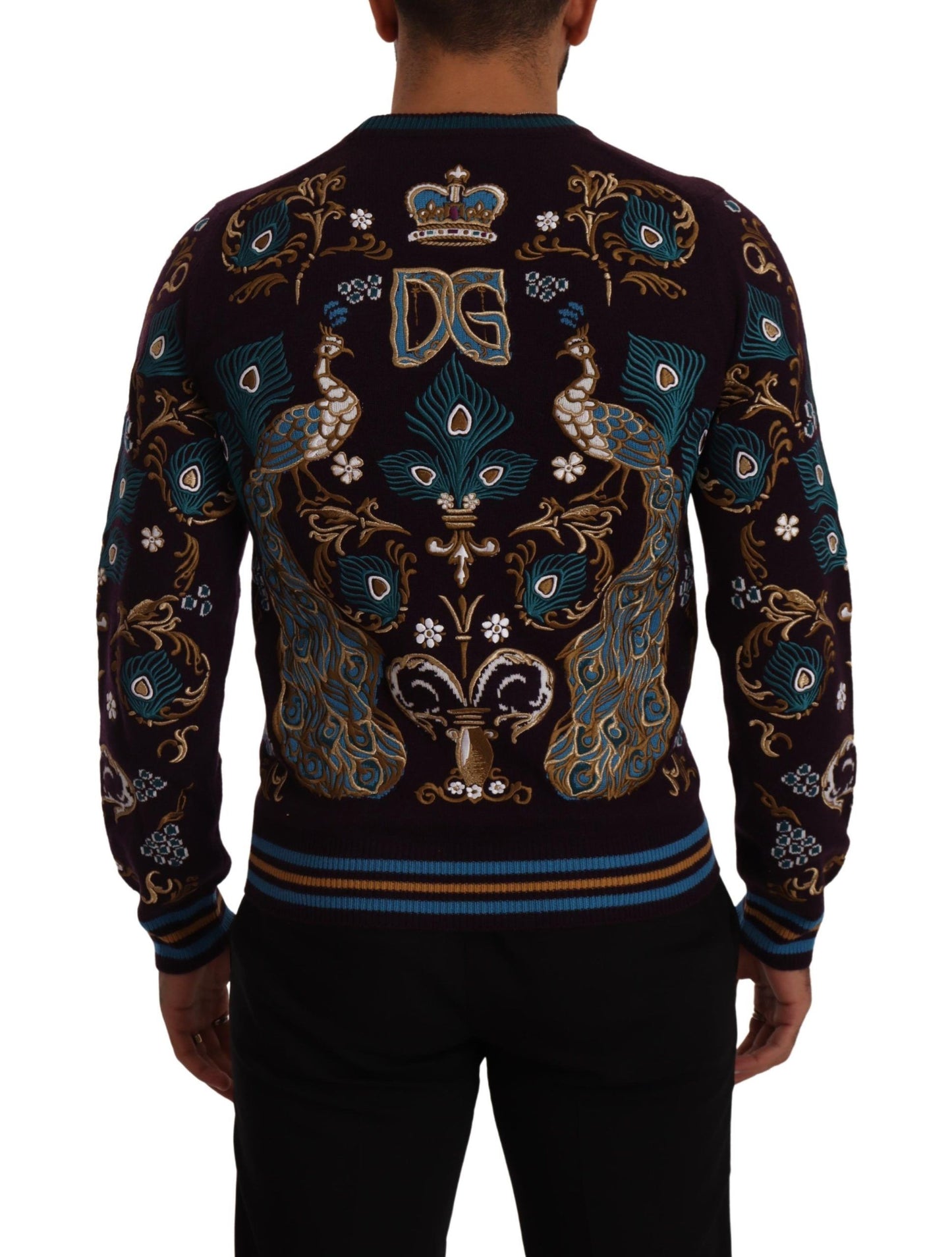 Dolce & Gabbana Eleganter Bordeaux-Kaschmirpullover mit Rundhalsausschnitt