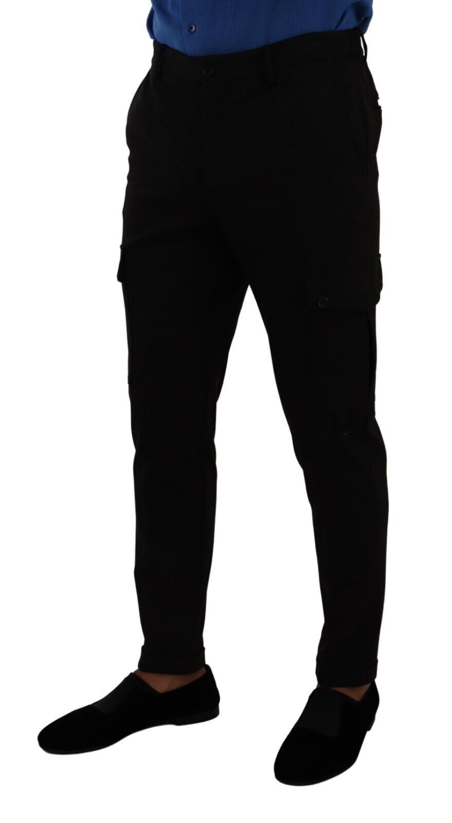 Pantaloni cargo skinny in viscosa nera